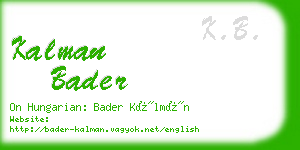 kalman bader business card